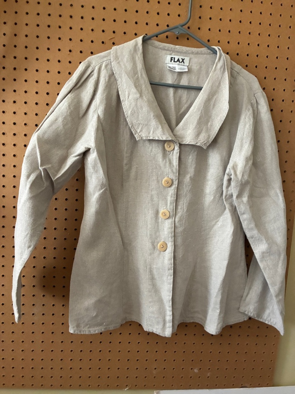 Flax Linen Button-Front Jacket in Light Taupe